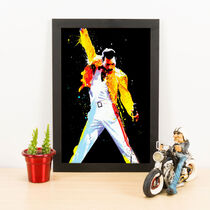 Quadro Decorativo Freddie Mercury Aquarela - 33x23 cm