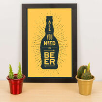 Quadro Decorativo - All You Need Is Beer - Amarelo - 33x23 cm