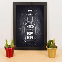 Quadro Decorativo All You Need is Beer - Preto - 33x23 cm