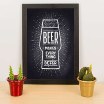 Quadro Decorativo Beer Makes Everything Better - Preto - 33x23 cm